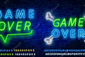 Game over neon text
