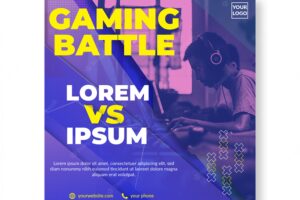 Gaming battle tournament social media flyer square