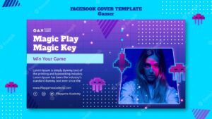 Gaming neon social media cover template