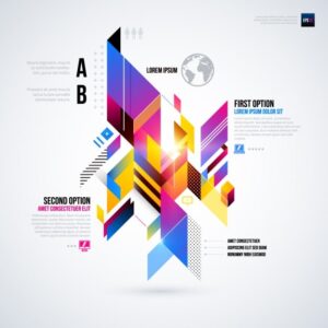 Geometric infographic with a futuristic style