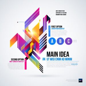 Geometric infographic with options and  bright colors