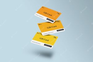 Gift card, smart card, discount card, offer card 3d mockups template