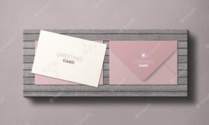 Gift card with envelope mockup