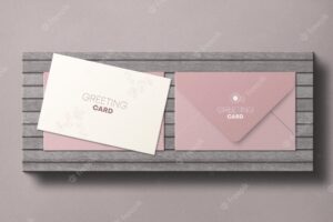 Gift card with envelope mockup