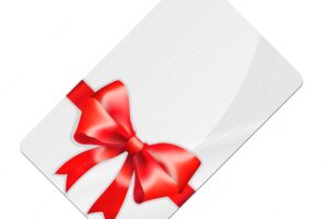 Gift card with red bow isolated