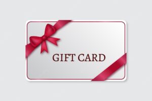 Gift card with a red ribbon