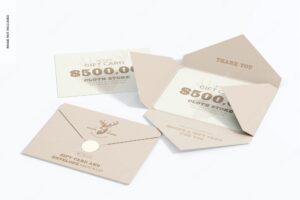 Gift cards with envelope mockup