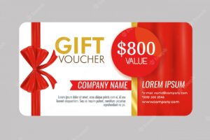 Gift coupon with ribbon and offer