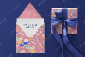 Gift packaging mockup psd for birthday