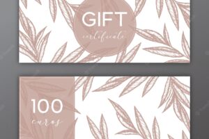Gift voucher template with hand drawn illustrations