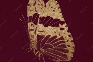 Glittery gold butterfly vintage animal illustration
