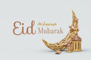Golden moon lantern icon on white background 3d render concept for eid mubarak or ramadan kareem