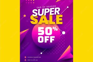 Gradient abstract vertical sale poster template