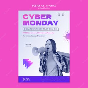 Gradient cyber monday flyer template