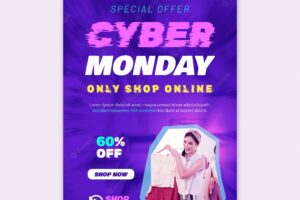 Gradient cyber monday poster template