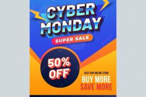 Gradient cyber monday vertical poster template