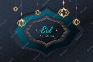 Gradient eid al-adha background with lanterns