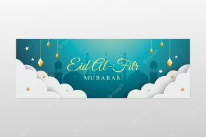 Gradient eid al-fitr horizontal banner template