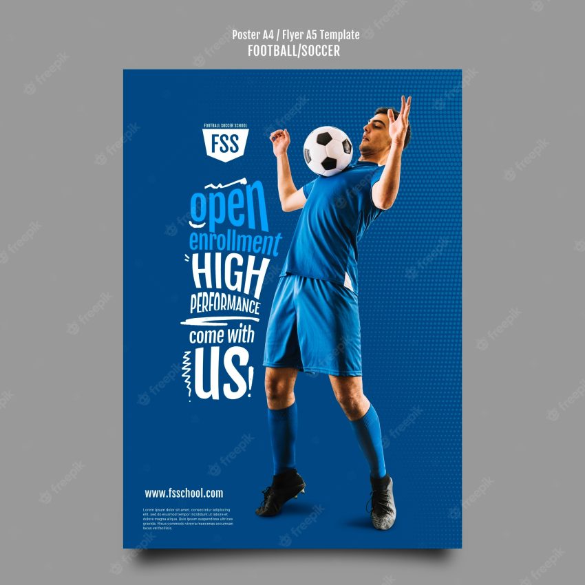 Gradient football game a4 poster template