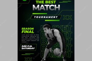 Gradient halftone basketball poster template