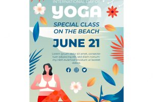 Gradient international yoga day vertical flyer template
