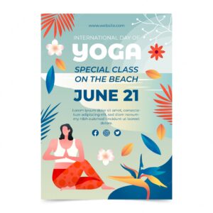 Gradient international yoga day vertical flyer template