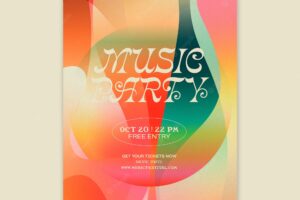 Gradient music party poster template