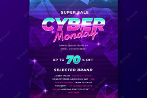 Gradient polygonal cyber monday vertical poster template