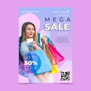 Gradient sales vertical poster template with photo