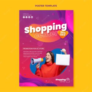 Gradient shopping center vertical poster template