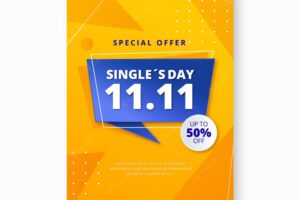 Gradient single's day vertical poster template