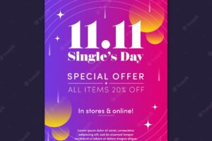 Gradient singles day celebration poster template