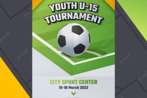 Gradient soccer tournament poster template