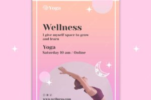 Gradient wellness vertical poster template with shiny stars