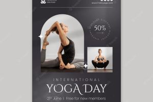 Gradient yoga poster template