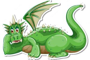Green dragon cartoon character sticker