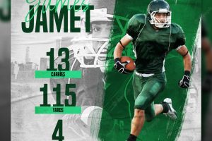 Green football sport top player with torn paper and grunge effect social media instagram banner template