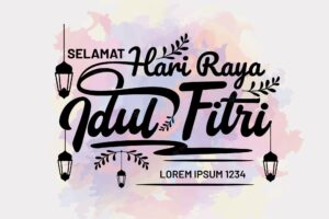 Greeting text of selamat idul fitri lettering design
