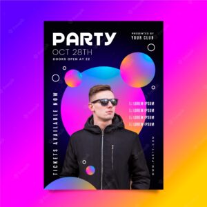 Guy with sunglasses music party poster