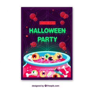 Halloween party poster with eyes