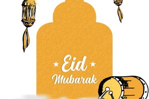 Hand draw eid mubarak lights and scoop