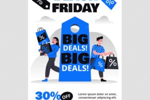 Hand drawn black friday vertical poster template