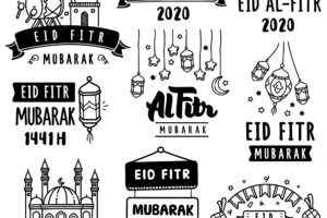 Hand-drawn collection: celebrating eid al fitr