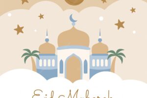 Hand drawn eid al adha poster greeting illustration