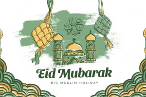 Hand drawn eid alfitr illustration background