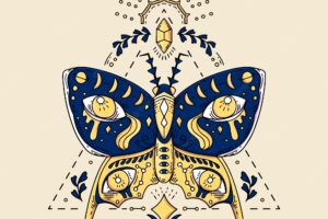 Hand drawn esoteric butterfly illustration