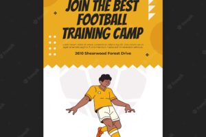 Hand drawn football player flyer template