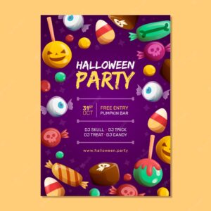 Hand drawn halloween party poster template