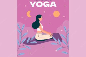 Hand drawn international yoga day poster