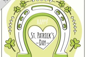 Hand-drawn saint patrick's day horseshoe background